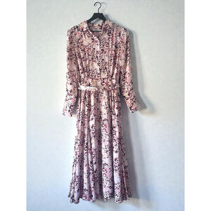Equipment Femme Floral Midi Shirt Dress Belted Long Sleeve Size 2
